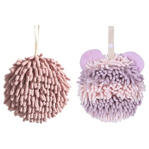 REGALWOVEN 2 Pcs Cute Soft Absorbent Chenille Ball Fuzzy Hand Towel - 1 of 4