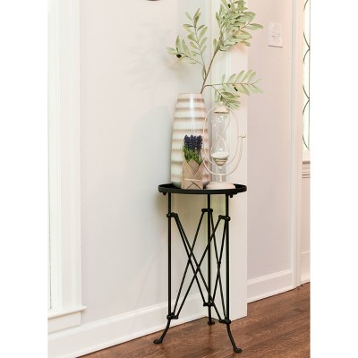Black Round Metal Side Table with Claw Feet