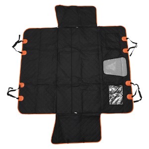 Unique Bargains Load-bearing Pet's Car Seat Cover with Safety Belts Hanging Ropes Black Orange 1 Pc - 1 of 4