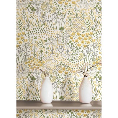 Yellow and Green Floral Self-Adhesive Wallpaper