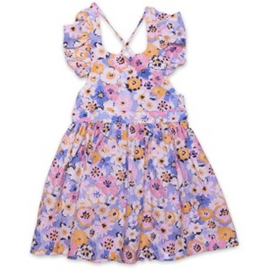 Worthy Threads Little/Big Girls' Ruffle Sleeve Tie Back Dresses - 1 of 4