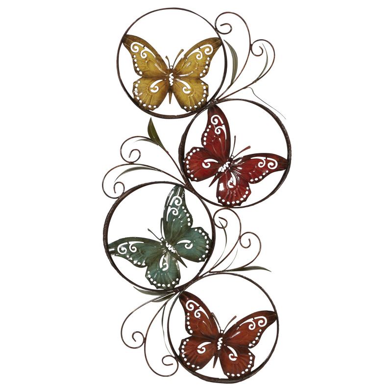 Eclectic Metal Butterfly Wall Decor Yellow/Red - Olivia &#38; May, 1 of 7