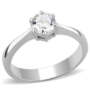 Slickblue Stainless Steel AAA CZ Ring, Classic Solitaire, Women’s High Polished Jewelry, Clear, Sizes 5-10 - 1 of 4