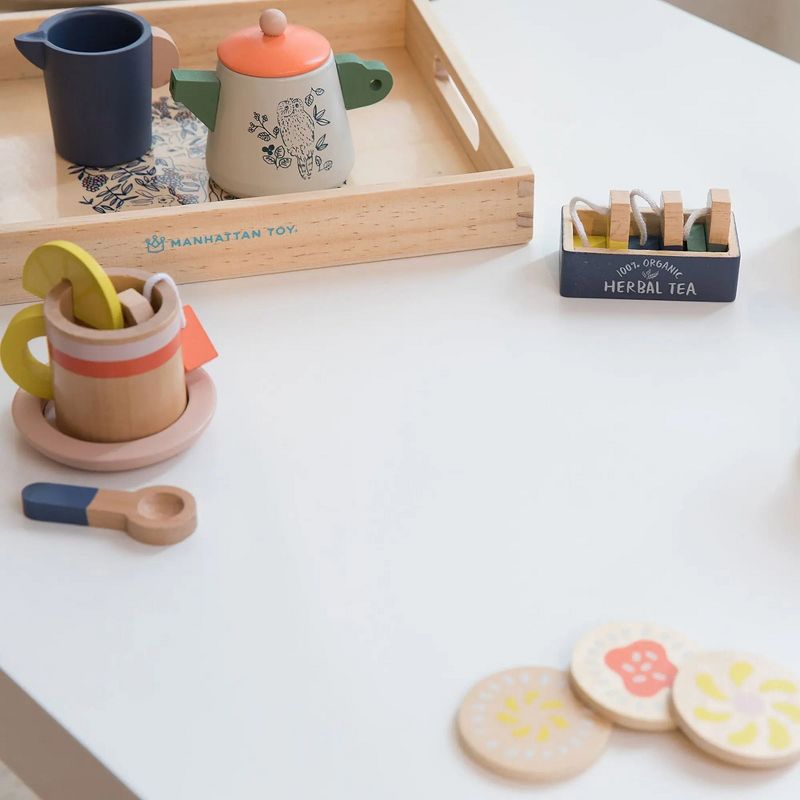 Manhattan Toy Flora Fauna Toddler and Kids Pretend Play Wooden Tea Set, 23-Piece, 3 of 5
