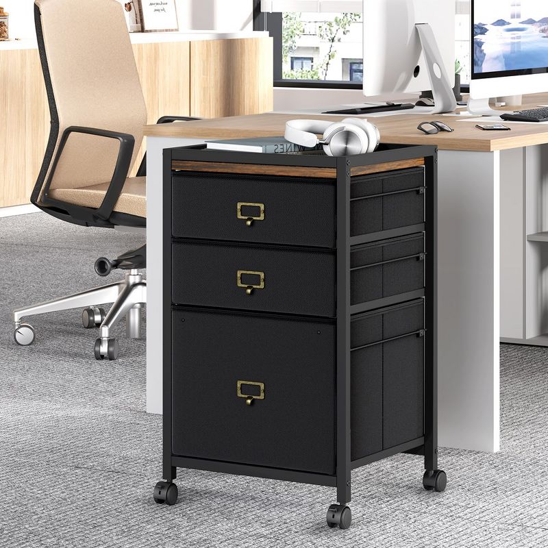 Whizmax Mobile Filing Cabinet for Home Office Fits A4 or Letter Size, Home Office Small Under Desk Storage Cabinet, Black, 5 of 10