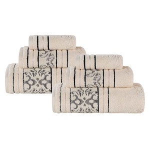 Zero Twist Cotton Solid and Jacquard Bathroom Towel Set by Blue Nile Mills - 1 of 4