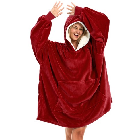 ADR Wearable Blanket Hoodie Adult Oversized Hoodies for Women Mens Oversized Hoodie Blankets Burgundy Medium