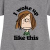 - Peanuts - Patty I Woke Up Like This Graphic Short Sleeve Fleece Dress - 2 of 4