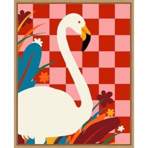 Amanti Art Checkers a the Great Egret by Uma Gokhale Framed Canvas Wall Art - 1 of 4