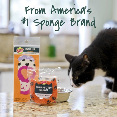 Scotch-Brite Cat Themed Pop-Up Sponges - 3pk: Cellulose, Cleaning Tools And Accessories