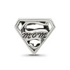 Black Bow Jewelry Sterling Silver Super Mom Shield Bead Charm - 3 of 4