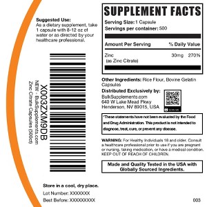 BulkSupplements Zinc Citrate Capsules - 1 of 4