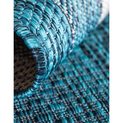 Teal Soft Border Easy Care 4' x 6' Outdoor Rug