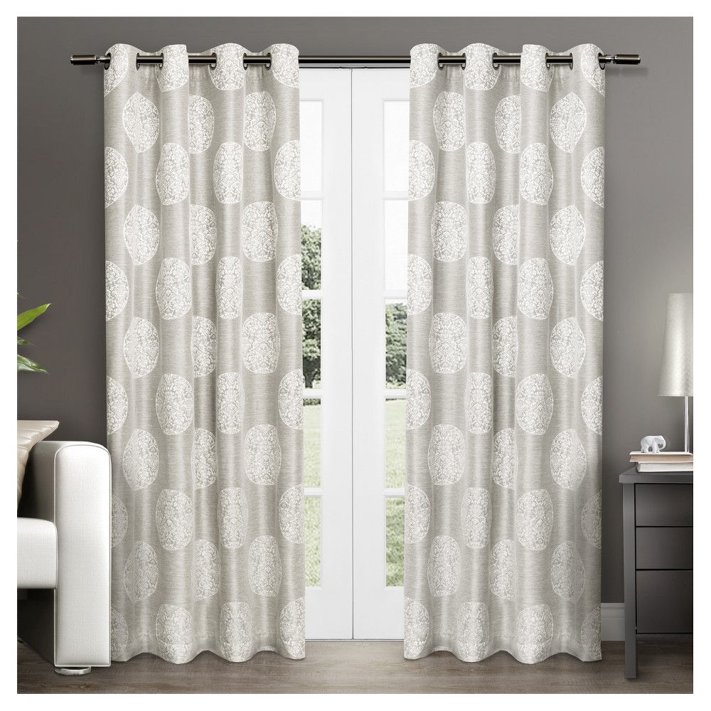 Photos - Curtains & Drapes 2pk 54"x108" Light Filtering Akola Curtain Panels Dove Gray - Exclusive Ho