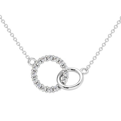 Pompeii3 1/3Ct Mini Duet Circle Diamond Necklace 14k Gold Pendant Lab Created 18"