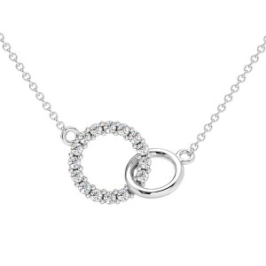 Pompeii3 1/3Ct Mini Duet Circle Diamond Necklace 14k Gold Pendant Lab Created 18" - 1 of 4