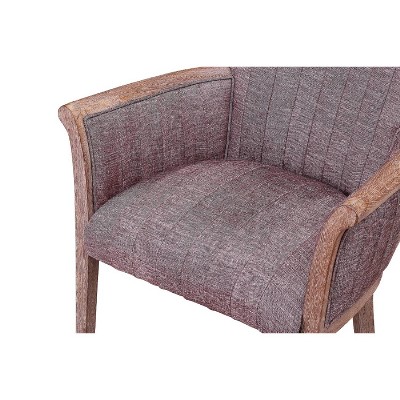 Ash Wood Frame Linen Upholstered Transitional Arm Chair, Brown