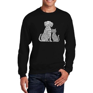 LA Pop Art Men's Word Art Crewneck Sweatshirt - Dogs and Cats - 1 of 4