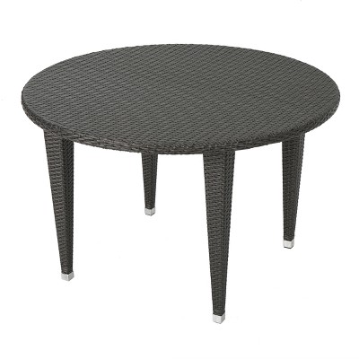 Dominica Round Wicker Dining Table Gray - Christopher Knight Home