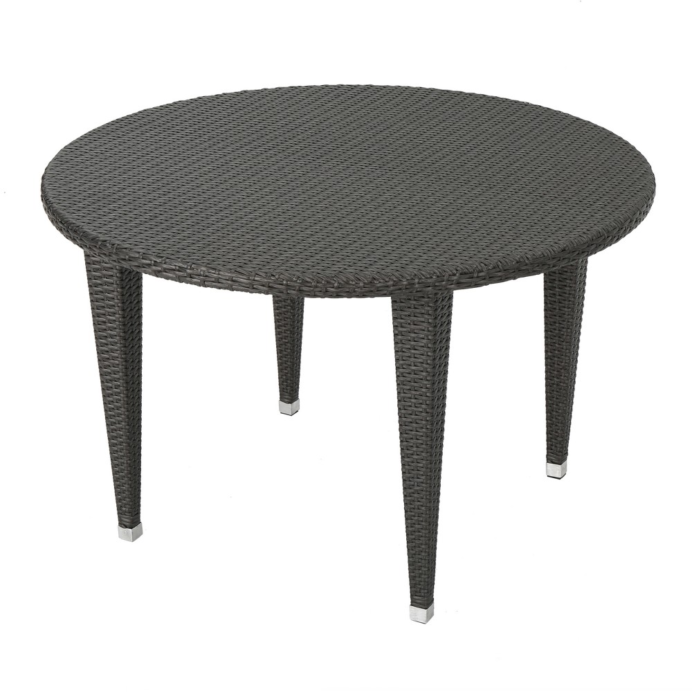 Dominica Round Wicker Dining Table Gray – Christopher Knight Home  – Patio​