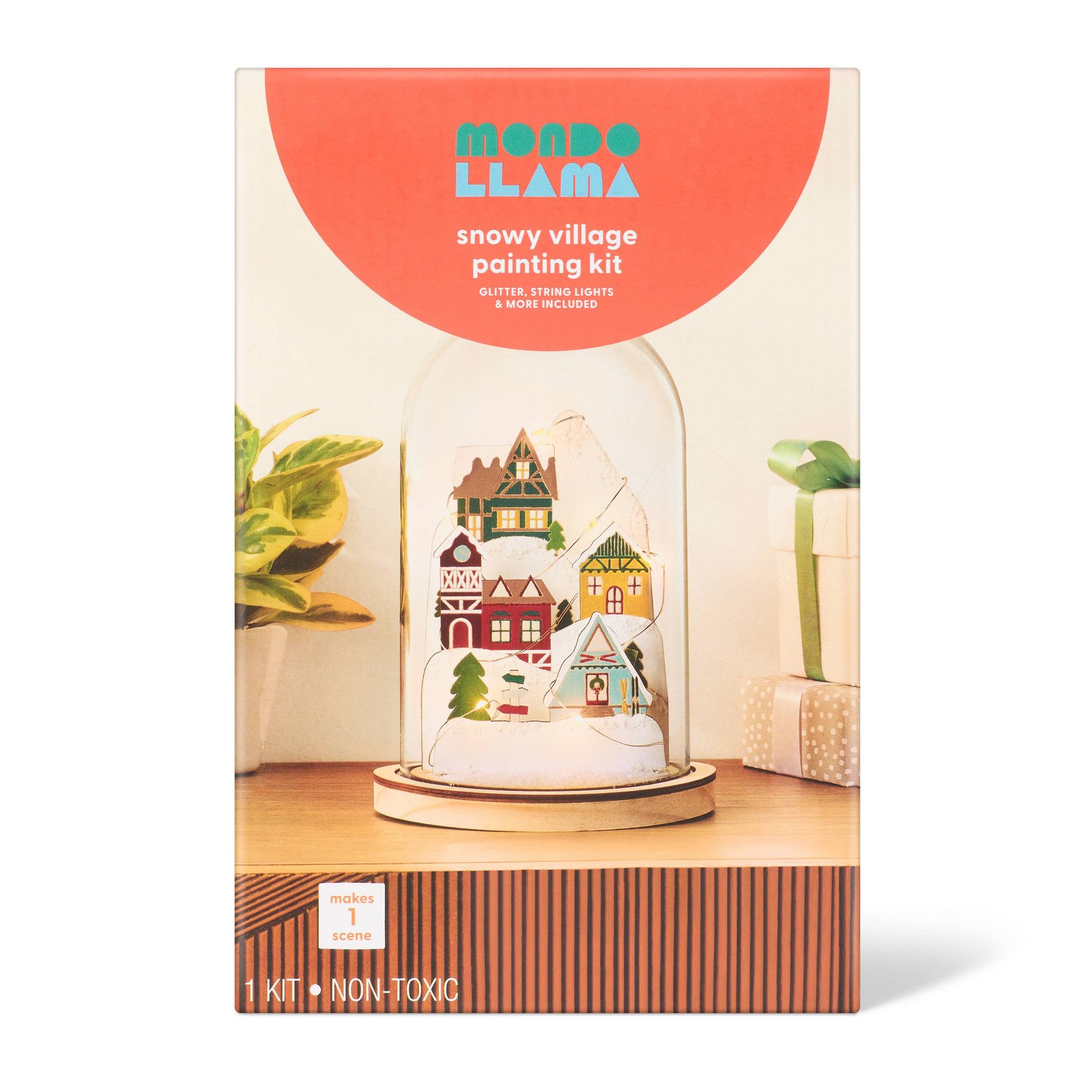 Christmas Craft Lit Dome Ski Village Painting Kit - Mondo Llama™