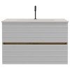 Akoasm 30 Inch Floating Bathroom Storage Cabinet With Integrated Ceramic Sink-White Matt & Natural Oak - 4 of 4