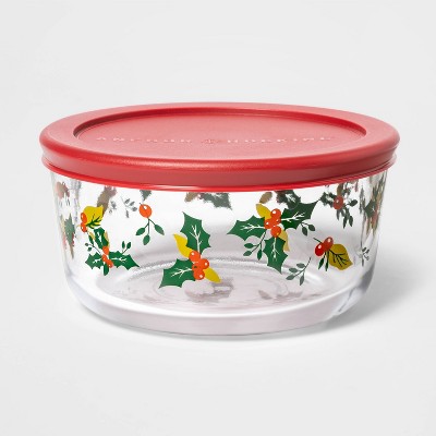 27oz Glass Mistletoe Print Food Storage Bowl with Lid – Threshold ...
