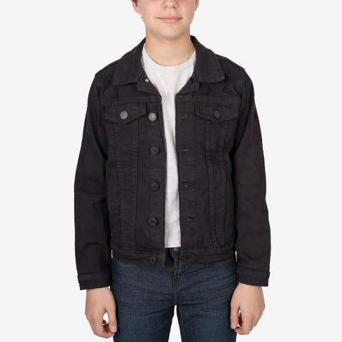 X RAY Boy's Cotton Denim Jacket in JET BLACK Size X Large