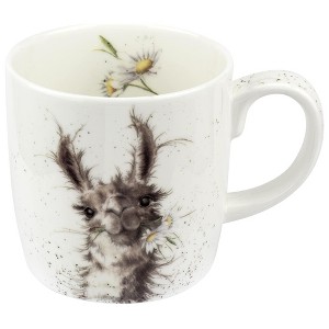 Royal Worcester Wrendale Designs 14 oz Mug, Because I'm Worth It with Llama Illustration - Floral Animal - Microwave, Dishwasher Safe, Fine Bone China - 1 of 4
