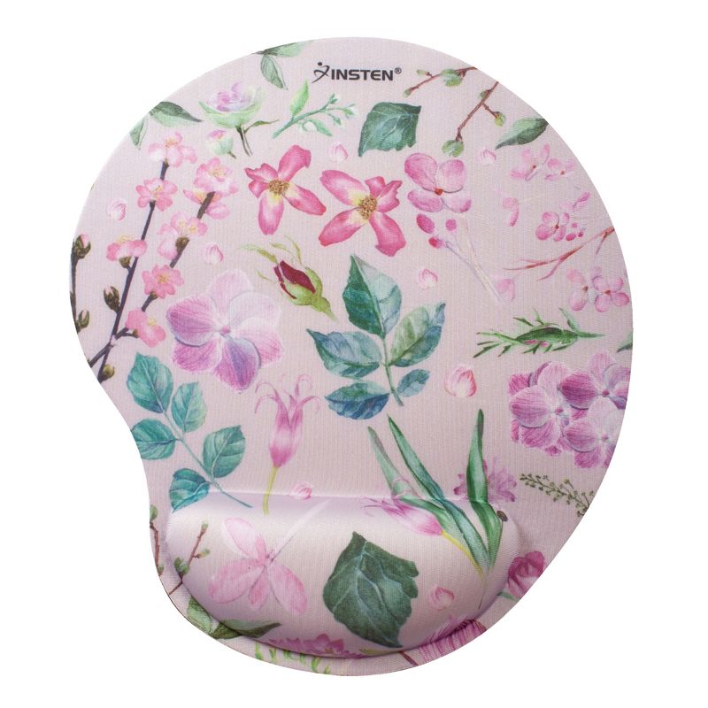 Insten Floral Mouse Pad with Wrist Support Rest, Ergonomic Support, Pain Relief Memory Foam, Non-Slip Rubber Base, Arc S, 1 of 7