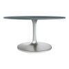 HomeRoots 60" Gray and Silver Marble and Aluminum Pedestal Base Round Top Dining Table - 4 of 4