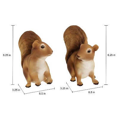 Nature Spring Brown Resin Squirrel Garden Statues Set of 2