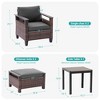 Sonkuki 5 Pieces PE Rattan Patio Chairs & Side Table, Patio Furniture with Cushion, Ottomans for Lawn, Sand - 3 of 4