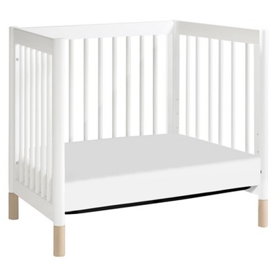 White and Washed Natural 4-in-1 Convertible Mini Crib