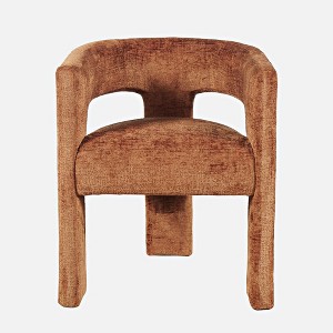 Jofran,Gwen Modern Luxury Jacquard Fabric Upholstered Sculpture Armchair- Brown Color - 1 of 4