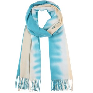 INSPIRE CHIC Women's Contrast Color Imitation Cashmere Ombre Fringe Soft Winter Warm Scarves 1Pc - 1 of 4