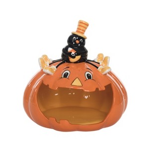 Transpac 9.5 in. Halloween Spider and Pumpkin Candy Jar - 1 of 4