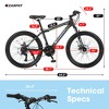 VASIP 24'' Mountain Bike for Boys & Girls,Shimano 21-Speed & Dual Disc Brakes,Steel Frame with Front Suspension for MTB Trails,Gray - 3 of 4