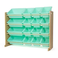 Toy Organizer with 16 Storage Bins Natural/Mint - Humble Crew