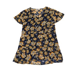 Agnes Orinda Women's Plus Size V Neck Short Sleeve Floral Print Tiered Peplum Blouses - 1 of 4