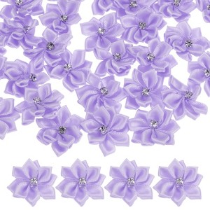 Unique Bargains Artificial Satin Durable Flexible Decorative Mini Ribbon Flowers with Rhinestones 1.2 Inch 100 Pcs - 1 of 4