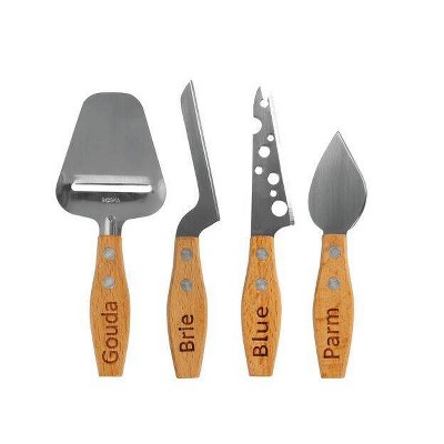 Boska 4pc Set of Stainless Steel and Beach Wood Mini Cheese Knives