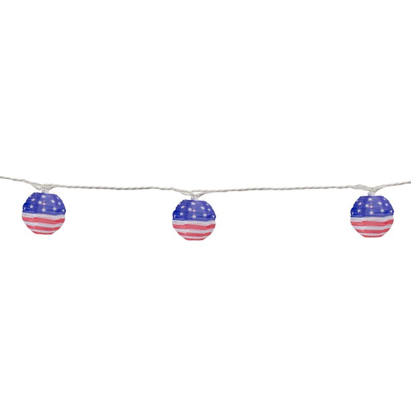 Northlight 10-Count American Flag 4th of July Paper Lantern Lights, 8.5ft White Wire, 5 of 8