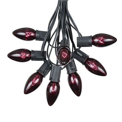Novelty Lights 100 Feet C9 Christmas String Light Set, Vintage Holiday Hanging Light Set, Black Wire