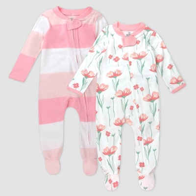 Honest Baby 2pk Jumbo Sleep N' Play - Pink Striped