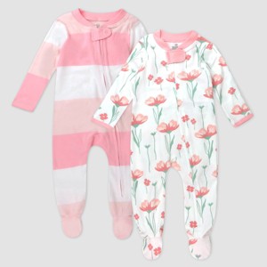 Honest Baby 2pk Jumbo Sleep N' Play - Pink Striped - 1 of 2