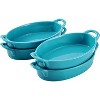 Bruntmor 8" x 5" Oval Ceramic Deep Dish Pie Pan - Blue - Set of 4 - image 2 of 4