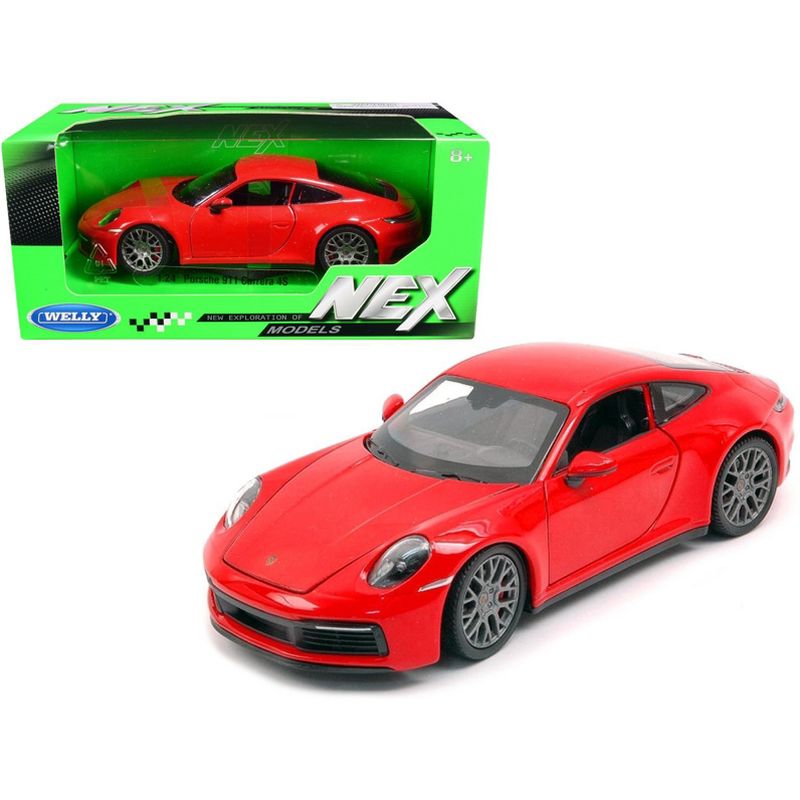 Porsche 911 Carrera 4S Red with Gray Wheels "NEX Models" 1/24 Diecast Model Car by Welly, 1 of 4