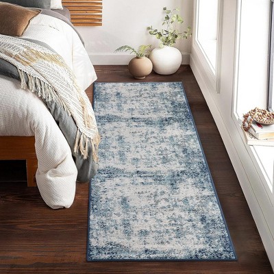 Abstract Rug Modern Rugs for Living Room Bedroom Non-Slip Non-Shedding Indoor Throw Carpet, 2'3" x 7'3" Blue