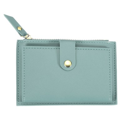 Unique Bargains Zipper Design PU Leather Small Credit Card Holder